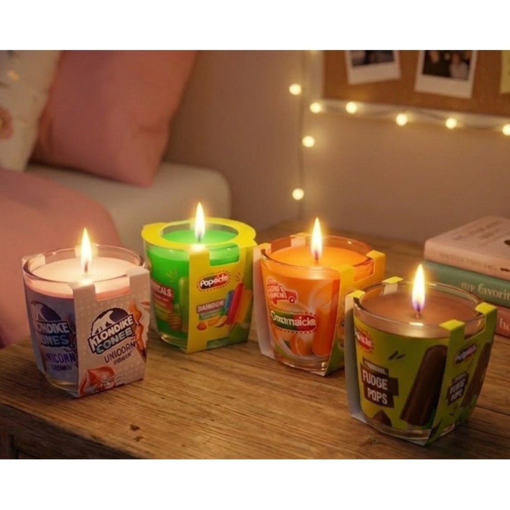 4pk‎ Scented Candles Klondike Cones Popsicle Creamsicle Fudgsicle 3oz Jars NEW